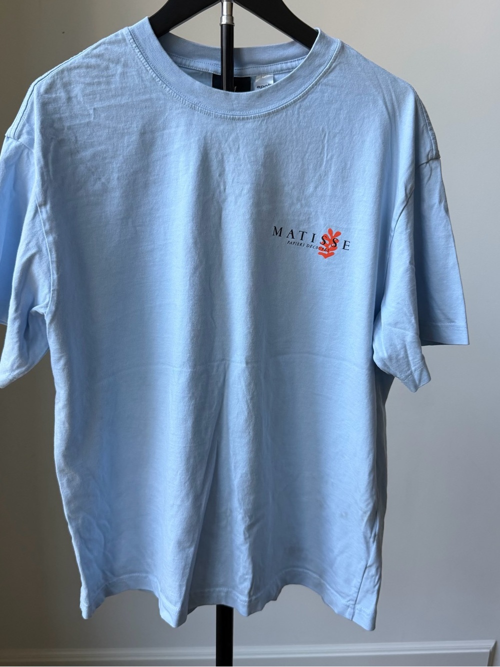 H&M Light Blue Short Sleeve Tee with Small Orange Logo